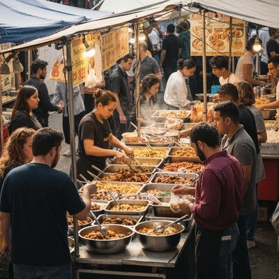 Parents and child preparing healthy food together in a kitchen