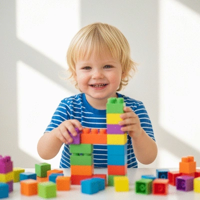 Happy baby eating pureed food from a spoon, parent's hand holding spoon, soft natural lighting, clean background, no text, no words, no typography